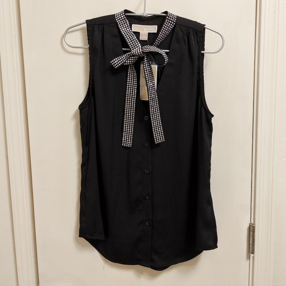 Michael Kors ✨ NWT Black tie-front tank top